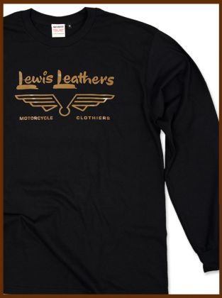 Lewis Leathers Gold Logo T shirt LONG SLEEVE